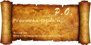Prazsenka Orbán névjegykártya